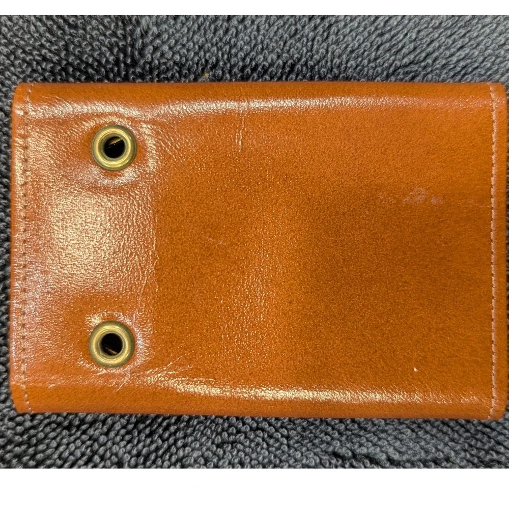 Vintage Swank Polished Cowhide Leather 6-Hook Key Case Wallet Cognac Brown NWOT